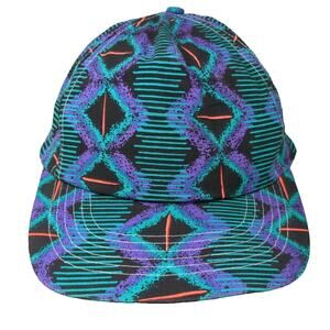 Cameo 5 Panel Black Purple Green One Size All Over Print Abstract Pattern Hat